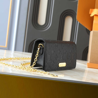 LOUIS VUITTON WALLET ON CHAIN LILY MONOGRAM EMPREINTE BLACK 22CM M46919