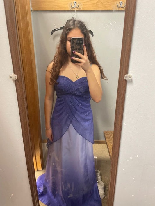Purple Fashion Shiny Gradient Elegant Sweetheart Neck Long Satin Tulle Off-shoulder Floor-length Ball Gown Evening Dress Party Dress Prom Dress gh3686