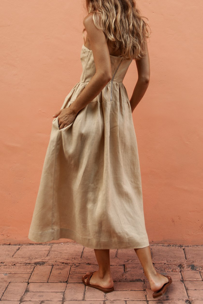 loveedsTM-Street Solid Split Joint Strapless A Line Dresses