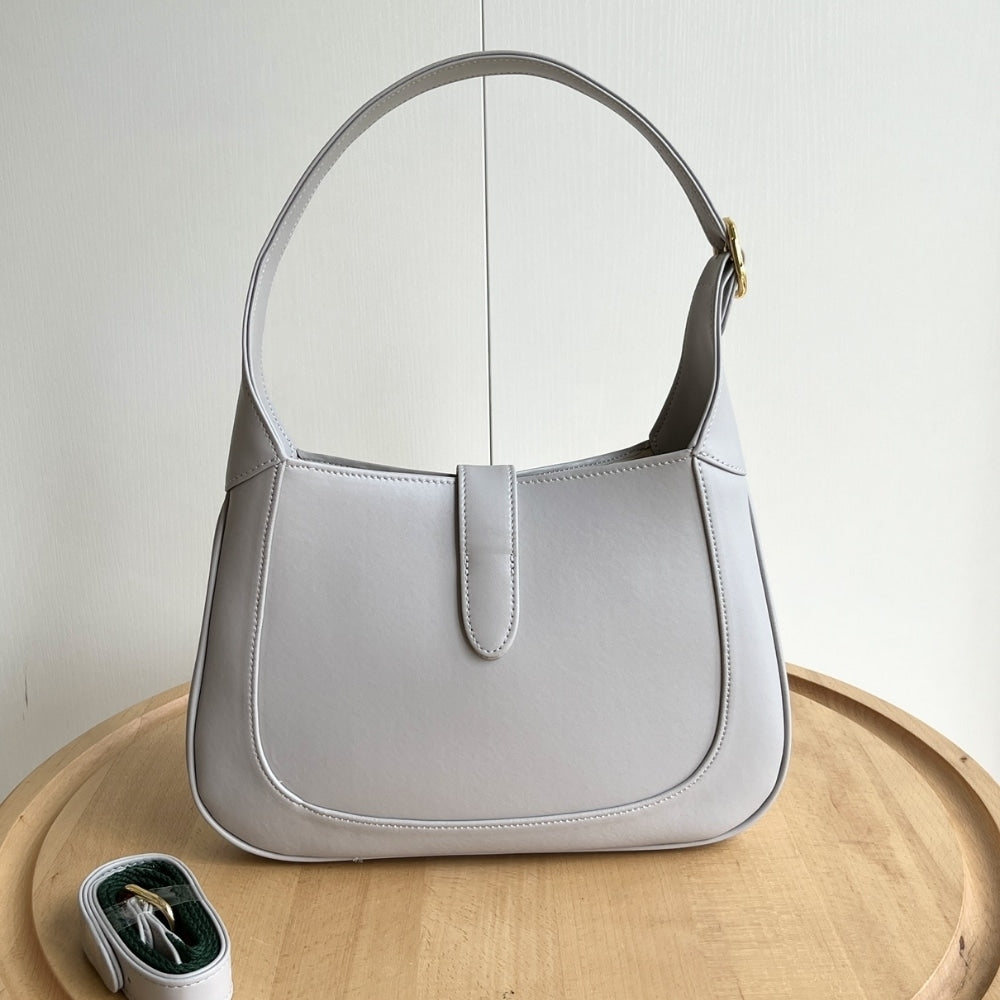 GUCCI JACKIE 1961 MEDIUM TOTE BAG LIGHT GREY LEATHER 27CM 782849 AADDX 1741