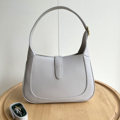 GUCCI JACKIE 1961 MEDIUM TOTE BAG LIGHT GREY LEATHER 27CM 782849 AADDX 1741