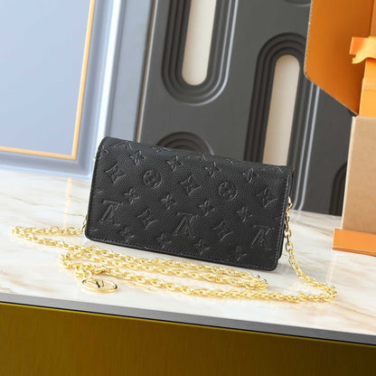 LOUIS VUITTON WALLET ON CHAIN LILY MONOGRAM EMPREINTE BLACK 22CM M46919