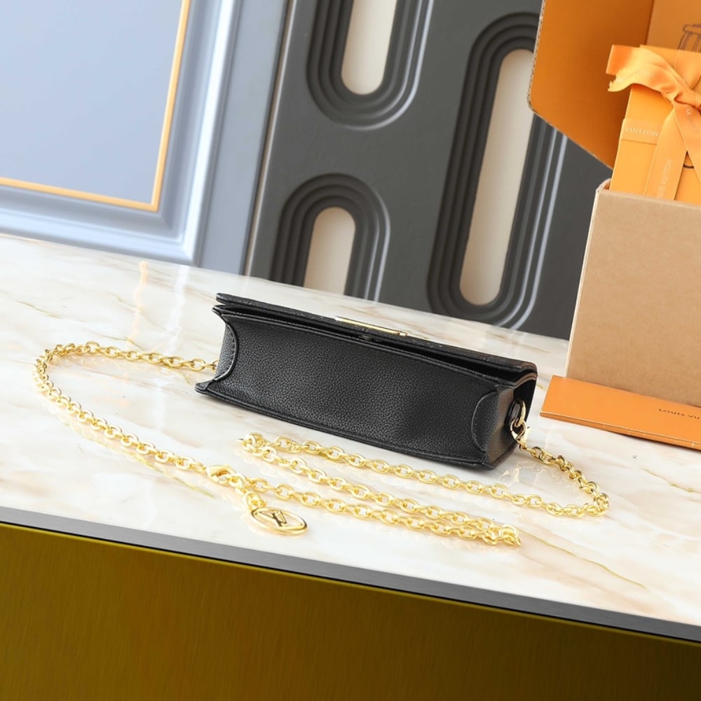 LOUIS VUITTON WALLET ON CHAIN LILY MONOGRAM EMPREINTE BLACK 22CM M46919