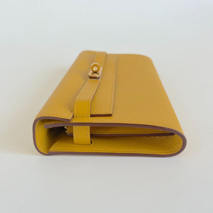 Hermes Kelly To Go Wallet Jaune d'or Epsom Leather with gold hardware