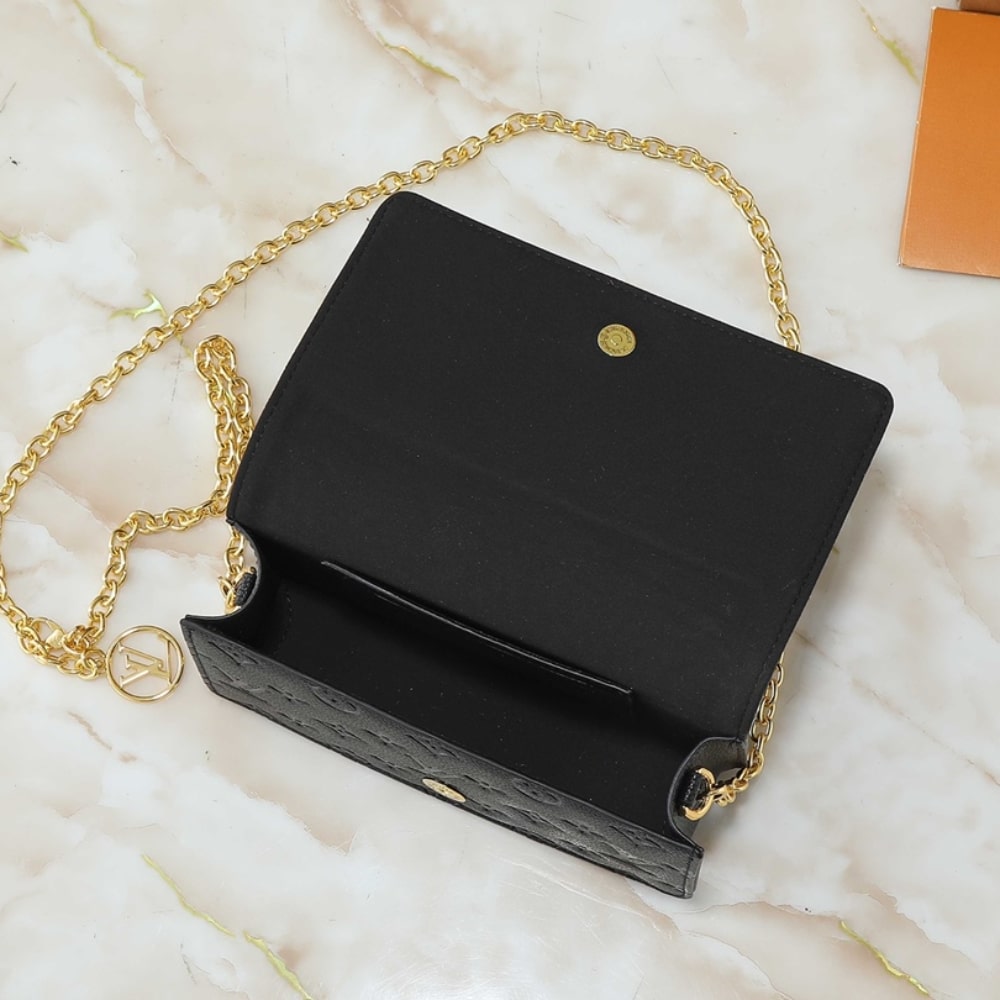 LOUIS VUITTON WALLET ON CHAIN LILY MONOGRAM EMPREINTE BLACK 22CM M46919