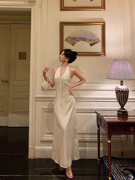 Pretty Sheath Halter Black Polka Dots 21st Birthday Dress Party Outfits Birthday Outfits For Women DP0190