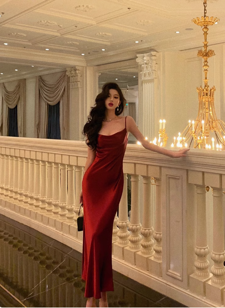 Sexy Mermaid Spaghetti Straps Burgundy 21st Birthday Dress Holiday Outfit Birthday Outfits For Women DP0193