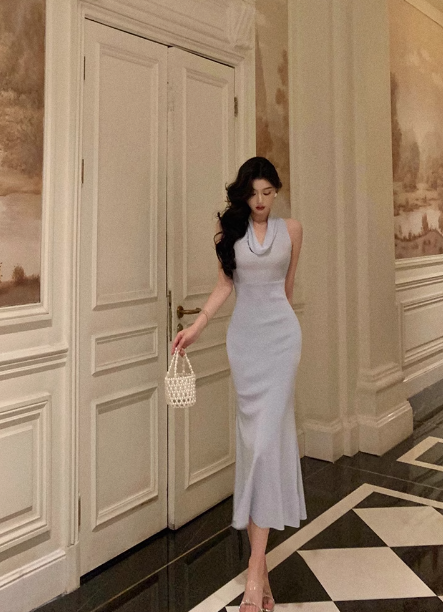 Vintage Mermaid Light Blue Chiffon 18th Birthday Dress Party Gown Birthday Outfits For Women DP0197