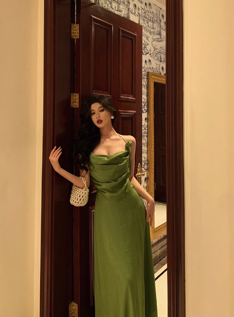 Sexy A line Spaghetti Straps Green 21st Birthday Dress Holiday Party Birthday Outfits For Women DP0211