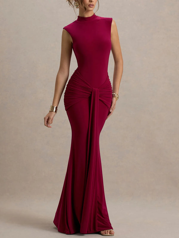 Classic Boat Neck Sleeveless A-Line Midi Dress