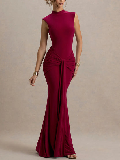 Classic Boat Neck Sleeveless A-Line Midi Dress