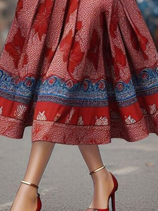 Elegant Random Print Midi Dress