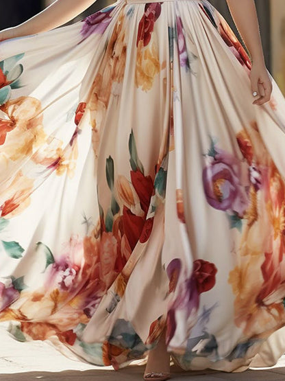 Temperament Chiffon Print Holiday Women's Dress