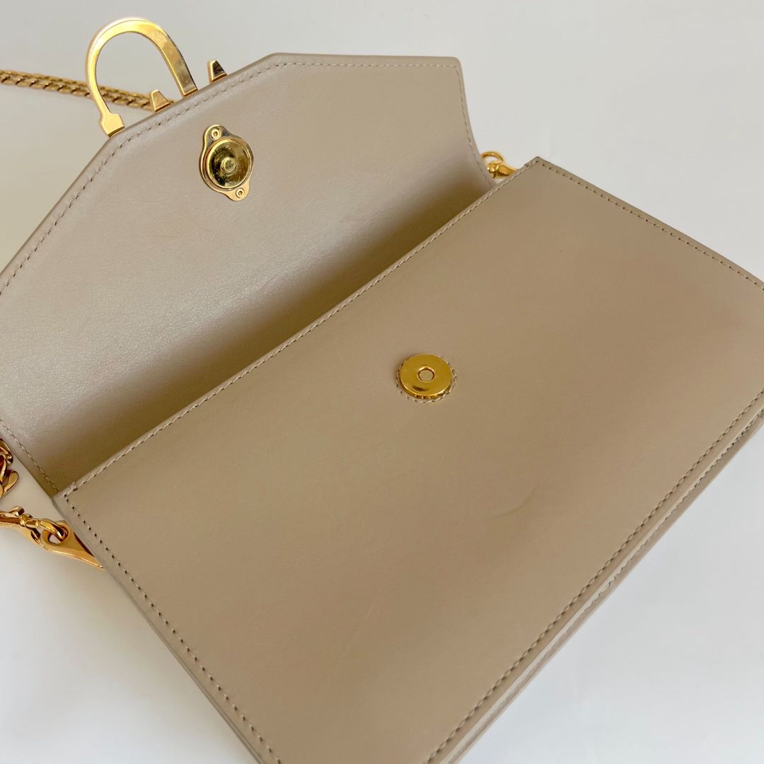 JW Anderson Logo Beige Leather Shoulder Bag