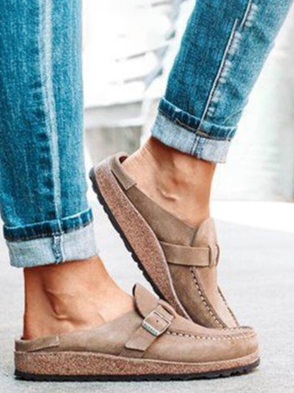Women's casual suede all-match half-pull bean shoes