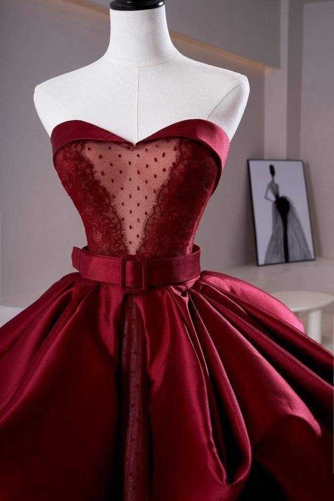 Red fashion sexy elegant Exquisite lace long satin ball gown evening dress gh3367