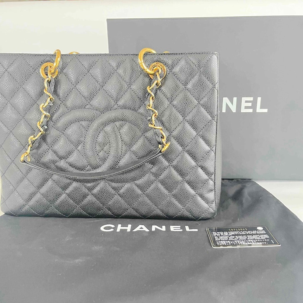 Chanel Black Quilted Caviar Leather GST Tote