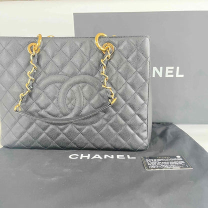 Chanel Black Quilted Caviar Leather GST Tote