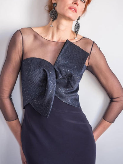 Mother of the Bride Dress with Lace Sleeves