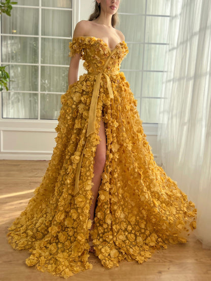 3d Flower Tube Top Maxi Dress