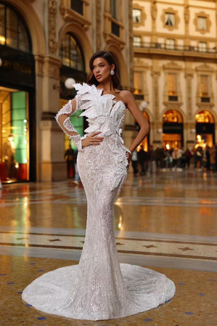 loveedsTM-Super heavy one shoulder dress-vx