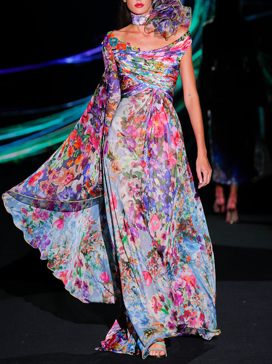Unique Designer Floral Catwalk Women's Dress