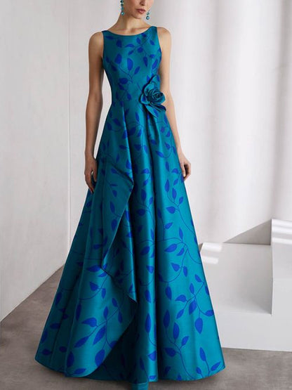 Crew Neck Sleeveless Printed Maxi Dress