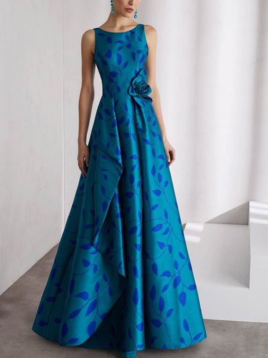 Crew Neck Sleeveless Printed Maxi Dress