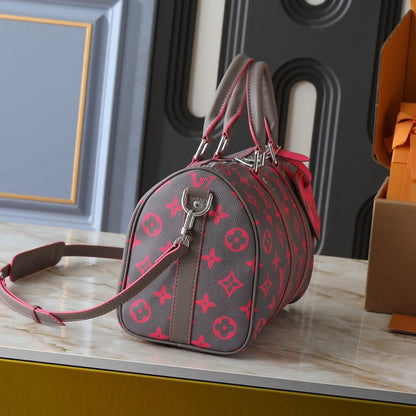 LOUIS VUITTON KEEPALL BANDOULIÈRE 35 GRAY AND PINK 34CM M15023