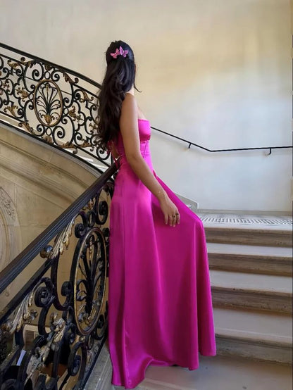 Pink Purple Sexy A-Line Spaghetti Strap Maxi Party Ball Gown Evening Dress gh3021