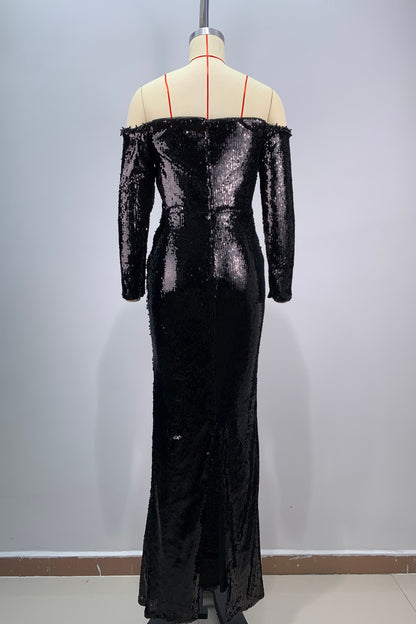 loveedsTM-Sexy one-shoulder dress with sequin embroidery-vx