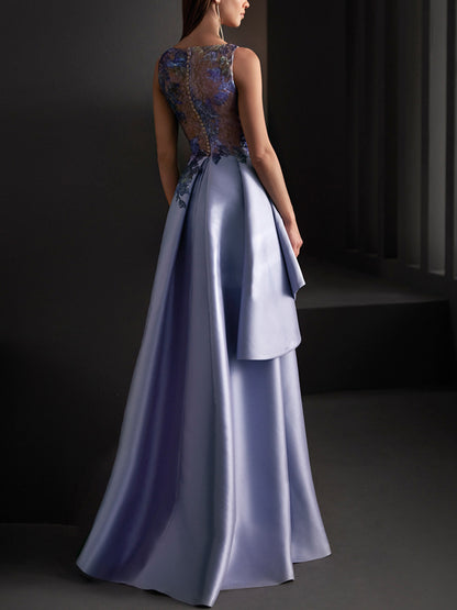 Round Neck Lace Sleeveless Panel Dress