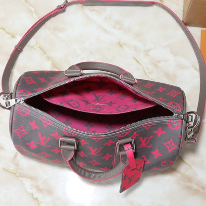 LOUIS VUITTON KEEPALL BANDOULIÈRE 35 GRAY AND PINK 34CM M15023