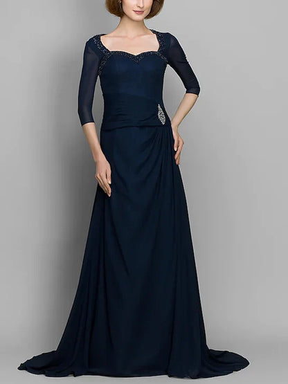 Chiffon Solid Color Sequins Maxi Dress