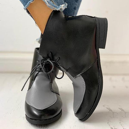 Women's leather boots with front lace-up Martin boots