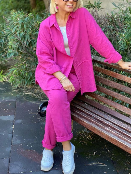 Classic Cotton Linen Shirt Women's Suit