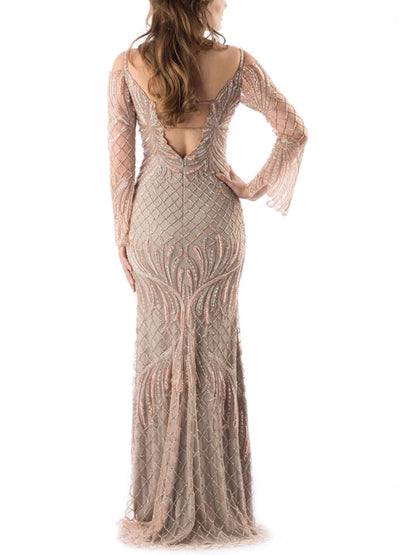 Off-the-shoulder Sequins Maxi Dress