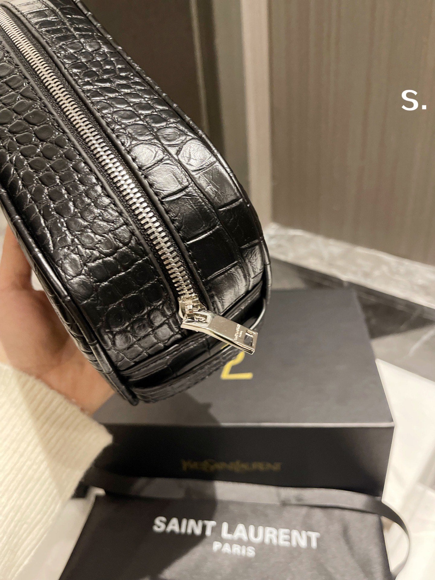 YSL Lou Croc-Embossed Camera Bag