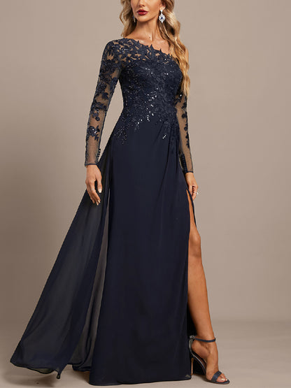 Off-Shoulder Lace Solid Color Maxi Dress