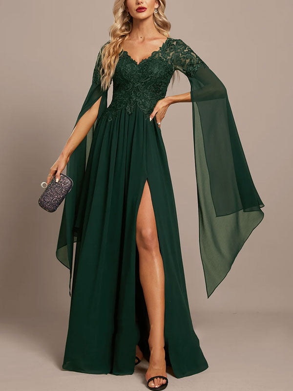 A-line Scoop Illusion Asymmetrical Sequin Lace Evening Dress