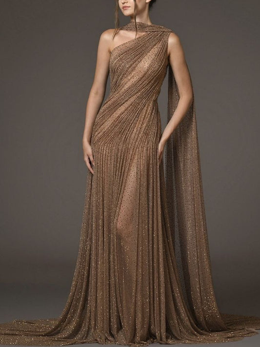 Temperament Halterneck Elegant Sequined Ladies Dress