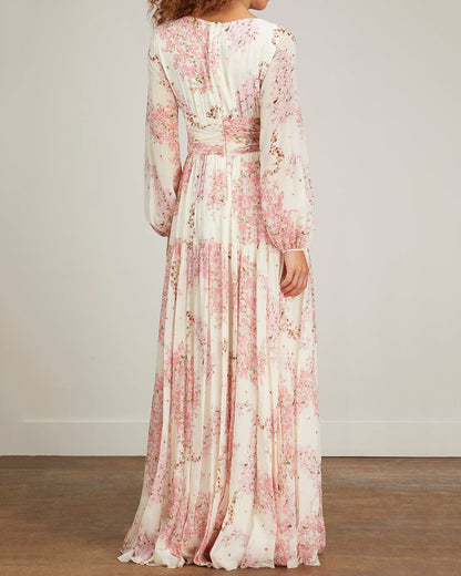 V-neck Print Maxi Dress