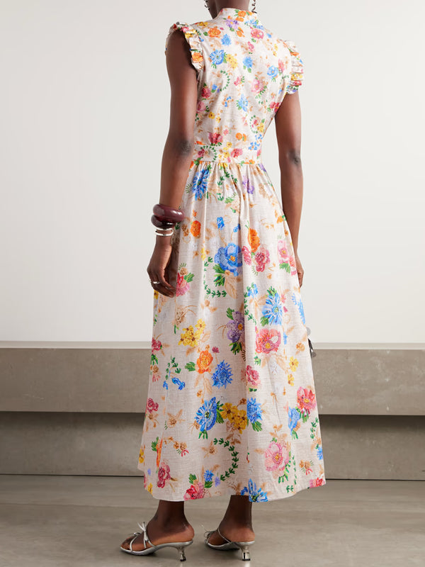 Floral-print Cotton-poplin Midi Dress