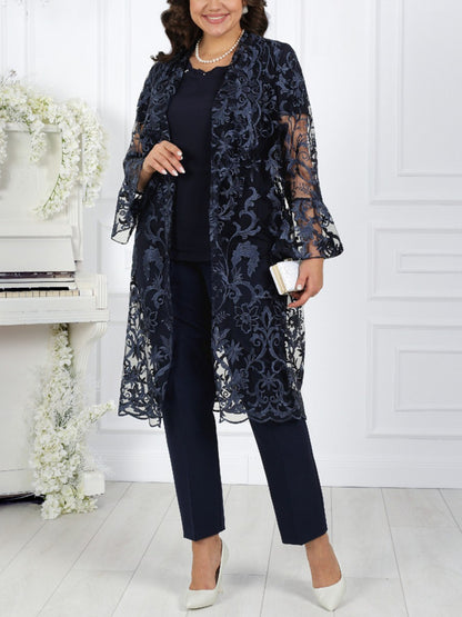 Solid Color Top And Trousers Three-piece Suit