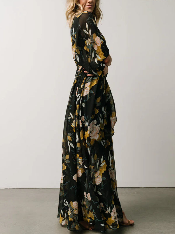 Temperament Printed Lace-upWomen's Dress