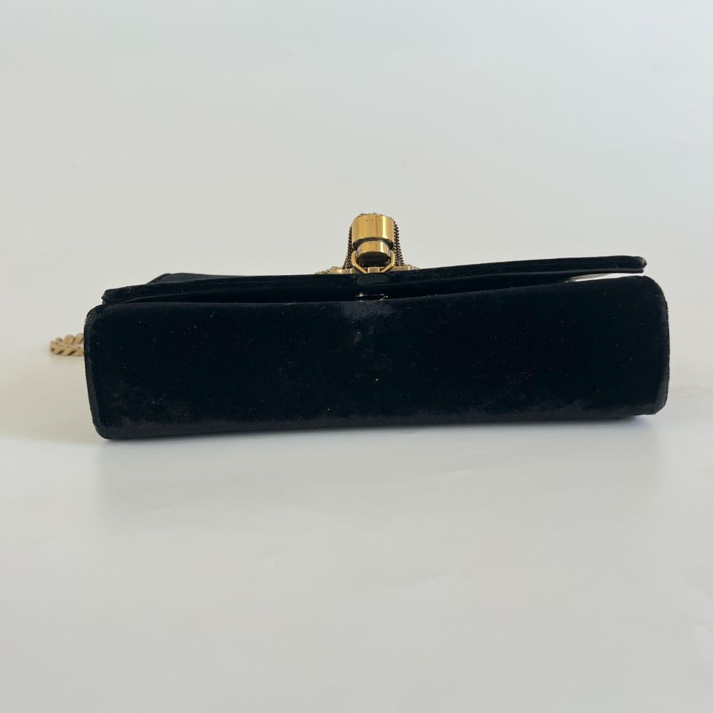 Saint Laurent Black   Velvet Kate Tassel Bag