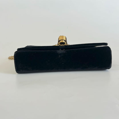 Saint Laurent Black   Velvet Kate Tassel Bag