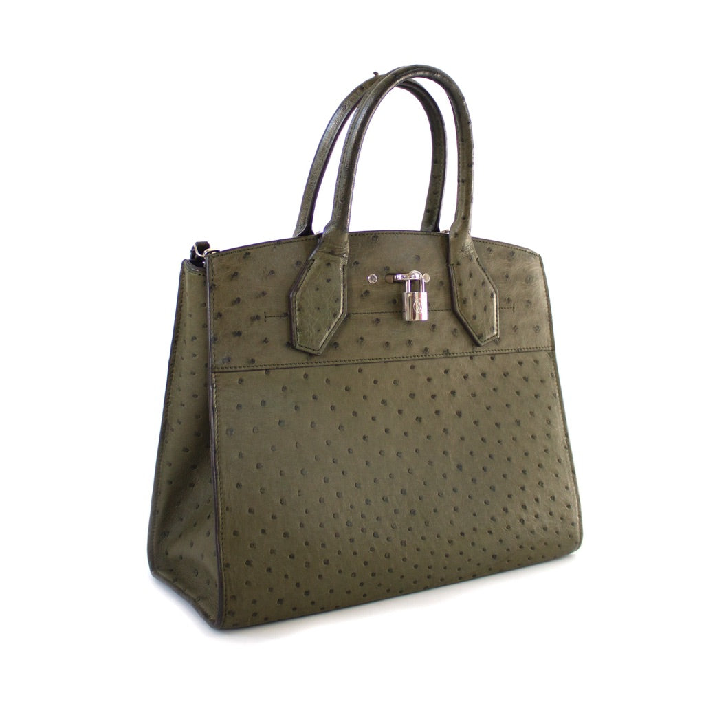Louis Vuitton Ostrich Green Leather City Steamer Bag