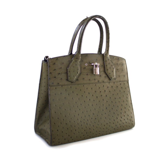 Louis Vuitton Ostrich Green Leather City Steamer Bag