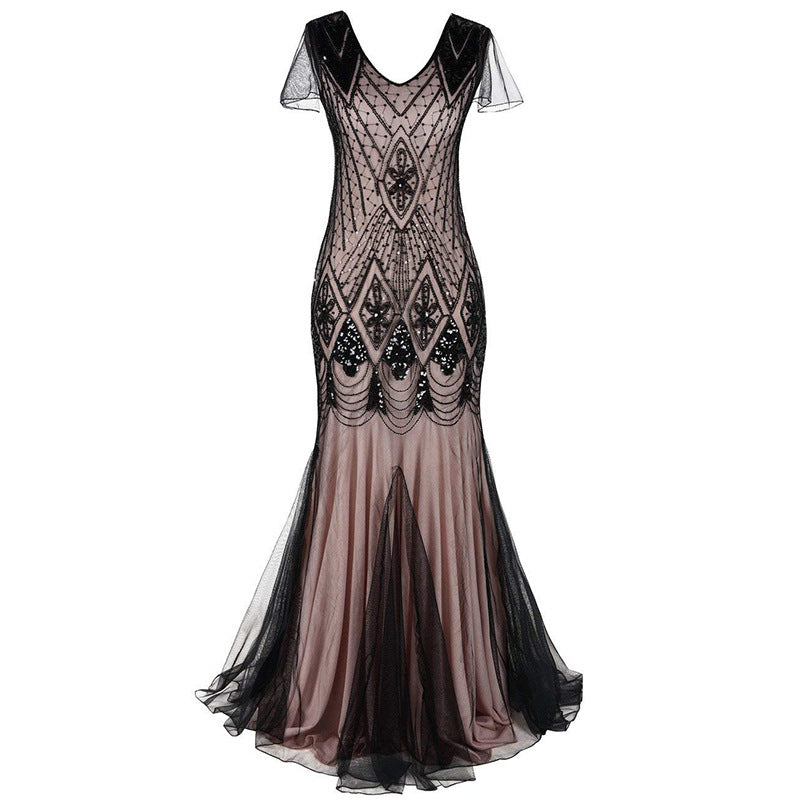 loveedsTM-Sequin dress retro dress plus size banquet party dress dress
